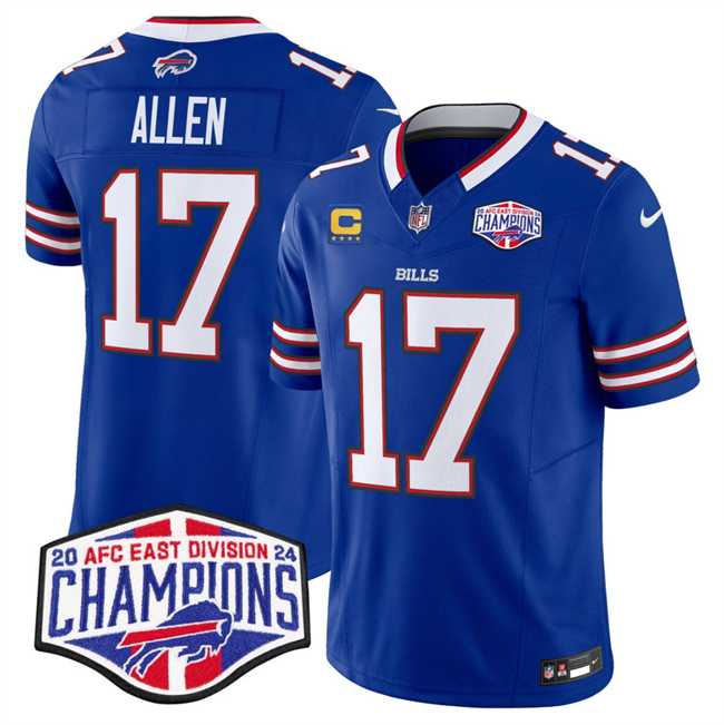 Mens Buffalo Bills #17 Josh Allen Royal F.U.S.E. 2024 AFC East Division Champions With 4-Star C Ptach Vapor Limited Stitched Jersey